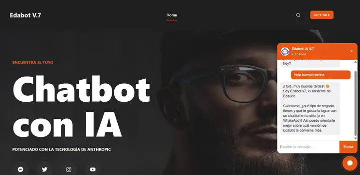 Captura completa del sitio demo de EdaBot v7