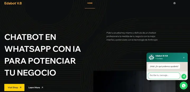 Captura completa del sitio demo de EdaBot v8